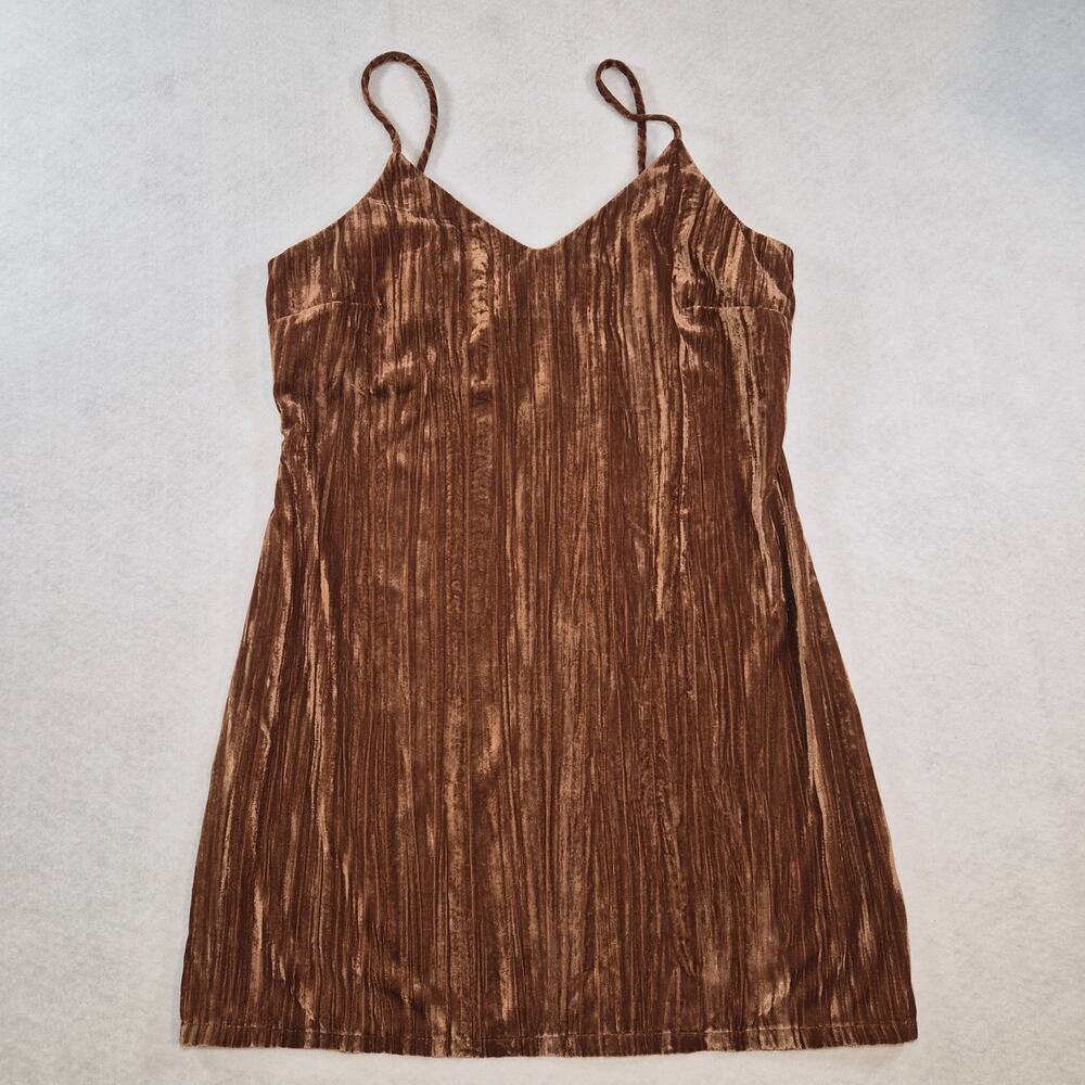 NWT Elodie Velvet Sleevless Mini Dress Clay Brown V-Neck Size Medium Juniors - Picture 3 of 12